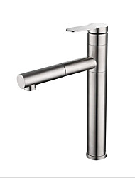 cheap -Kitchen faucet - Single Handle One Hole Standard Spout Contemporary Kitchen Taps / Stainless Steel