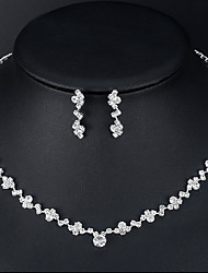 cheap -1 set Necklace Earrings For Women&#039;s Wedding Engagement Rhinestone Alloy Tennis Chain