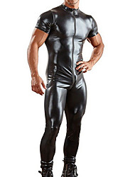 cheap -Men‘s Zipper Front Daily Black Jumpsuit Solid Colored Black