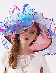 cheap -Organza / Feathers Kentucky Derby Hat / Fascinators / Headdress with Feather / Flower / Tiered 1 PC Wedding / Outdoor / Horse Race Headpiece