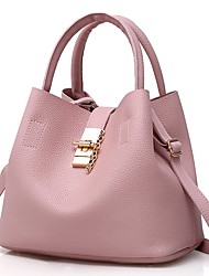 cheap -Women&#039;s Handbags Shoulder Strap Bucket Bag Bag Set Patent Leather Zipper Solid Color Daily Holiday Black Pink Red