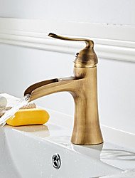 cheap -Bathroom Sink Faucet - Waterfall Antique Brass Centerset Single Handle One HoleBath Taps