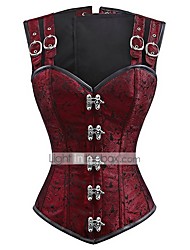 cheap -Corset Women‘s Plus Size Bustiers Corsets Overbust Corset Classic Retro Tummy Control Floral Botanical Abstract Flower Buckle Hook &amp; Eye Nylon POLY Halloween Wedding Party Birthday Party