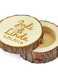 cheap -Personalized Ring Boxes Wood Necklace Cylinder Engraved