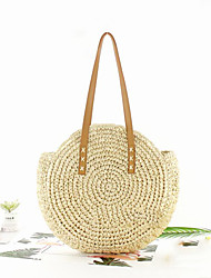 cheap -Women&#039;s Straw Bag Handbags Tote Straw Bag Straw Bohemian Style Solid Color Holiday Beach Beige Coffee
