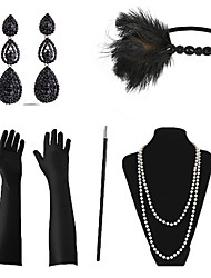 cheap -Necklace Earrings Halloween Costume Costume Accessory Sets Outfits Masquerade Retro Vintage 1920s The Great Gatsby Halloween Artificial feather For The Great Gatsby Cosplay Halloween Carnival Women&#039;s