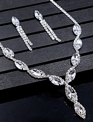 cheap -Jewelry Set Drop Earrings For Women&#039;s Crystal Party Wedding Anniversary Rhinestone Alloy Marquise Cut Drop Silver / Pendant Necklace / Congratulations / Gift