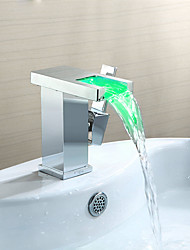 cheap -Bathroom Sink Faucet - Waterfall / LED Chrome Centerset Single Handle One HoleBath Taps