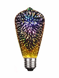 cheap -1pc ST64 4W LED 3D Colorful Star Fireworks Light Bulb(2200K) E26/E27 Filament Bulbs Base Edison Bulb Light for Holiday Home Bar Decoration Multicolor LED Lamp 220V