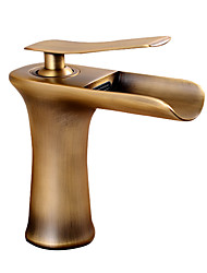 cheap -Retro Style Bathroom Sink Faucet Waterfall Brass Free Standing Single Handle One Hole Bath Taps