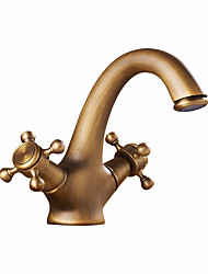 cheap -Bathroom Sink Faucet - Classic Antique Brass Centerset Two Handles One HoleBath Taps