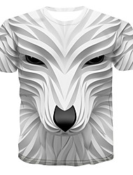 cheap -Men&#039;s Tee T shirt Tee Shirt Graphic 3D Animal Round Neck Party Casual 3D Print Print Tops Casual Fashion Designer White