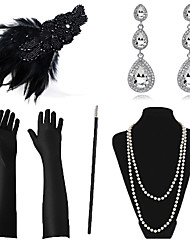 cheap -Necklace Earrings Halloween Costume Costume Accessory Sets Outfits Masquerade Retro Vintage 1920s The Great Gatsby Halloween Artificial feather For The Great Gatsby Cosplay Halloween Carnival Women&#039;s
