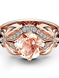 cheap -1pc Band Ring Ring For Women&#039;s Crystal Pink Gift Festival Copper Rose Gold Plated Imitation Diamond Vintage Style Flower / Knuckle Ring
