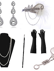 cheap -Necklace Earrings Bracelet Halloween Costume Costume Accessory Sets Gloves Necklace Retro Vintage 1920s The Great Gatsby Halloween Artificial feather For The Great Gatsby Cosplay Halloween Carnival