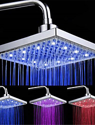 cheap -Square Multicolor Bathroom 1/3/7 Colors Automatic Changing Slowly Water Glow LED Light Rain Top Shower Head Electroplated and Ceiling Mounted