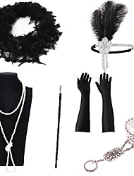 cheap -Necklace Earrings Halloween Costume Costume Accessory Sets Gloves Necklace Retro Vintage 1920s The Great Gatsby Halloween Artificial feather For The Great Gatsby Cosplay Halloween Carnival Women&#039;s