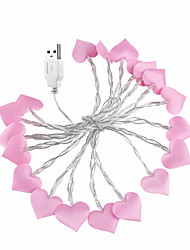 cheap -Heart Fairy Lights 3m String Lights 20 LEDs 1 Set Warm White Christmas Wedding Decoration USB Powered