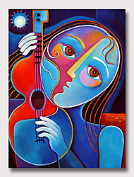 cheap -Oil Painting Hand Painted Vertical Abstract People Vintage Modern Rolled Canvas (No Frame)