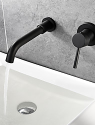 cheap -Minimalisht Style Industrial Style Matte Black Bathroom Sink Faucet Brass Wall Installation Basin Faucet Cold and Hot Water Mixer Tap Contemporary