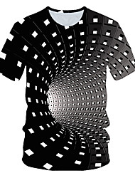 cheap -Men&#039;s T shirt Tee Shirt Graphic Geometric 3D Round Neck Daily Short Sleeve Tops Basic Rainbow