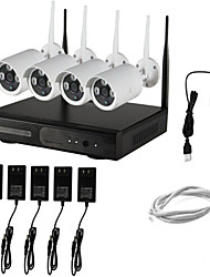 cheap -4ch Waterproof Plug and Play DIY CCTV Camera Wireless NVR Kit Surveillance System