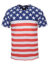 cheap -Adults&#039; Men&#039;s Cosplay American Flag Cosplay Costume T-shirt For Halloween Daily Wear Cotton Independence Day T-shirt