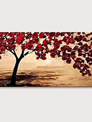 cheap -Oil Painting Hand Painted Horizontal Abstract Floral / Botanical Modern Stretched Canvas