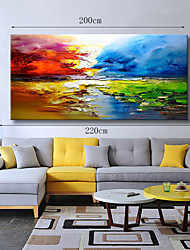 cheap -Large Size Oil Painting 100% Handmade Hand Painted Wall Art On Canvas Colorful Lake Scenery Clouds Abstract Home Decoration Decor Rolled Canvas No Frame Unstretched