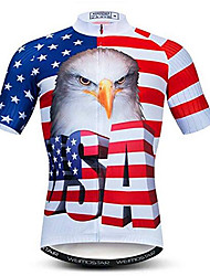cheap -21Grams® American / USA Eagle USA Men&#039;s Short Sleeve Cycling Jersey - Red+Blue Bike Jersey Top Breathable Quick Dry Moisture Wicking Sports Summer Elastane Polyester Mountain Bike MTB Road Bike