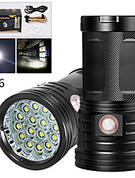 cheap -l-18 LED Flashlights / Torch Waterproof 12800 lm LED LED 16 Emitters Manual 3 Mode with USB Cable Waterproof Professional Anti-Shock Easy Carrying Durable Camping / Hiking / Caving Police / Military