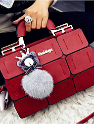 cheap -Women&#039;s Handbags Satchel Top Handle Bag PU Leather Zipper Solid Color Daily Black Gray Purple Red