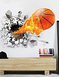 cheap -3D Basketball Rush out Wall Stickers Art Decal Kids Room 70*50cm