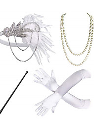 cheap -Headbands Pearl Necklace Halloween Costume Outfits 1920s Halloween Alloy For The Great Gatsby Cosplay Women&#039;s Costume Jewelry Fashion Jewelry / Gloves / Gloves