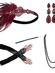 cheap -Headbands Earrings Pearl Necklace Halloween Costume Costume Accessory Sets Outfits 1920s Halloween Alloy For The Great Gatsby Cosplay Women&#039;s Costume Jewelry Fashion Jewelry / Gloves / Gloves