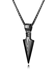 cheap -1pc Pendant Necklace For Men&#039;s Street School Gift Titanium Steel Engraved Arrow