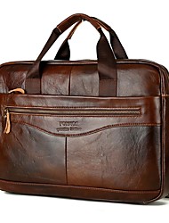 cheap -Men&#039;s Handbags Briefcase Top Handle Bag Nappa Leather Cowhide Zipper Solid Color Daily Formal Office &amp; Career Dark Brown