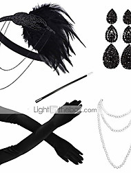 cheap -Headbands Earrings Pearl Necklace Halloween Costume Outfits 1920s Halloween Alloy For The Great Gatsby Cosplay Women&#039;s Costume Jewelry Fashion Jewelry / Gloves / Gloves