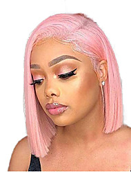 cheap -Synthetic Lace Front Wig Straight Middle Part Lace Front Wig Short Pink Synthetic Hair 8-10 inch Women&#039;s Adjustable Heat Resistant Party Pink