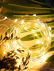 cheap -LED Fairy String Lights 5m 50LEDs Copper Wire Lights Warm White RGB White Multi Color Red Blue Party Decorative Wedding Batteries Powered