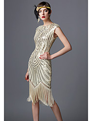 cheap -The Great Gatsby Charleston Roaring 20s 1920s Cocktail Dress Vintage Dress Dress Halloween Costumes Prom Dresses Women&#039;s Sequins Costume Golden / Black / Red / Golden+Black Vintage Cosplay Party
