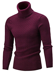 cheap -Men&#039;s Unisex Pullover Sweater Knitted Braided Solid Color Vintage Style Soft Acrylic Rib Fabrics Long Sleeve Slim Sweater Cardigans Turtleneck Fall Wine Royal Blue White / Hand wash / Medium
