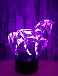 cheap -3D Horse Night Light 7 Color Illusion Change LED Table Desk Lamp Acrylic Flat ABS Base USB Charger Home Decoration Toy Brithday Xmas Kid Children Gift