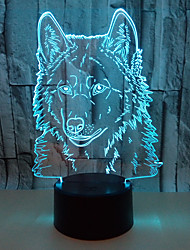 cheap -Animals Wolf 3D Night Light Touch Control Desk Lamps 7 Color Changing Table Lights with Acrylic Flat ABS Base &amp; USB Charger