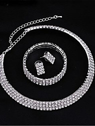 cheap -Women&#039;s Clear Synthetic Diamond Hoop Earrings Necklace Bracelet Geometrical European Earrings Jewelry Silver For Wedding 1 set / Bridal Jewelry Sets