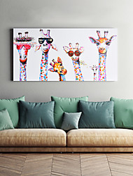 cheap -Handmade Oil Painting Canvas Wall Art Decoration Animal Series Giraffe Pattern for Home Decor Stretched Frame Hanging Painting 90*45cm/100*50cm