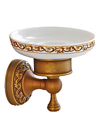 cheap -Soap Dishes Holders Creative Antique Brass and Ceramic Bathroom Electroplated Wall Mounted 1pc