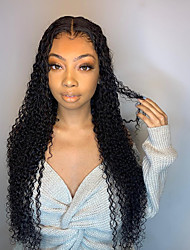 cheap -Remy Human Hair Full Lace Lace Front Wig Side Part Brazilian Hair Curly Black Wig 130% 150% 180% Density Fashionable Design Party Women Easy dressing Comfortable For Women&#039;s Medium Length Human Hair