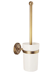cheap -Toilet Brush Holder Set Creative Antique Brass and Ceramic for Bathroom Wall Mounted 1pc