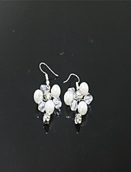 cheap -Women&#039;s Hoop Earrings Geometrical Blessed European Imitation Pearl Earrings Jewelry Silver For Wedding 1pc